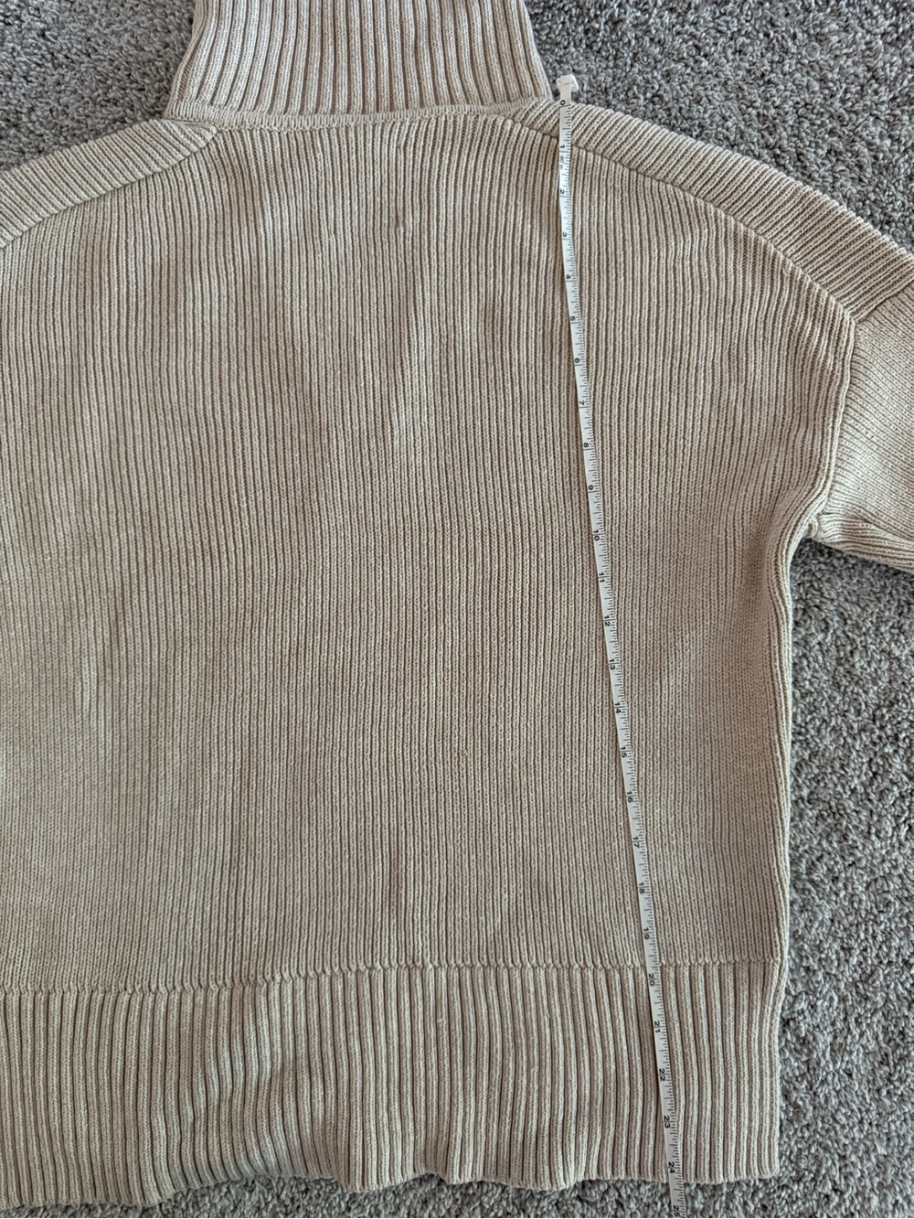 Abercrombie & Fitch Beige Rib-Knit Notch-Neck Polo Collar Sweater - Picture 11 of 11
